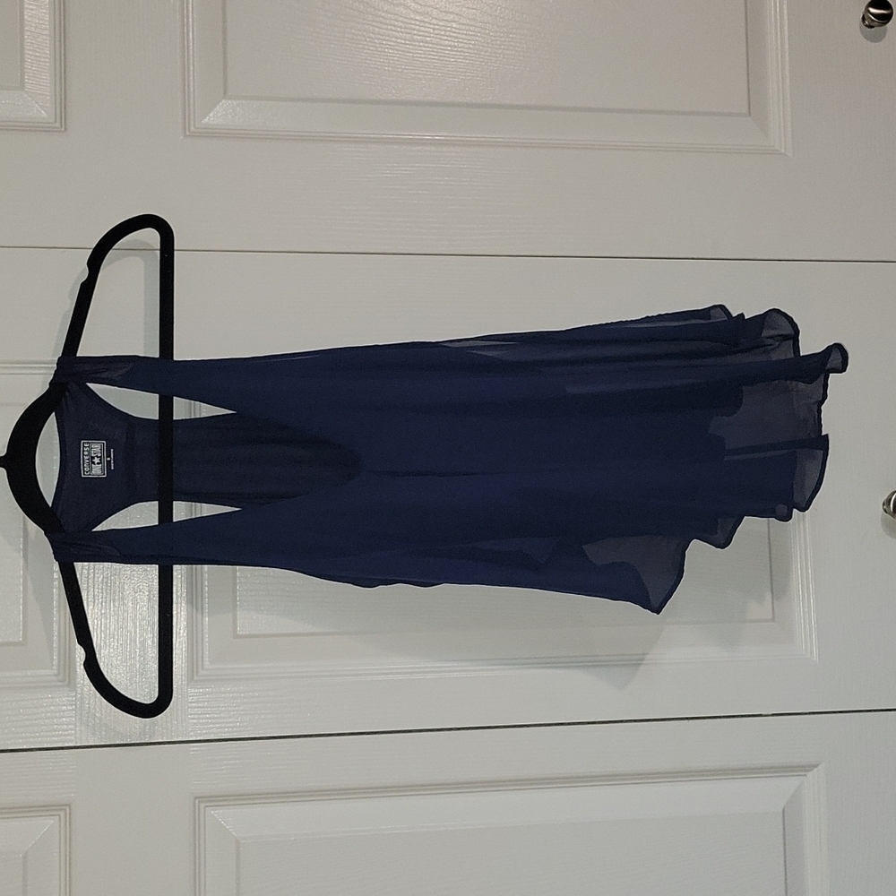 Converse All Stars blue ruffle tank, high / low cut, blue, size small